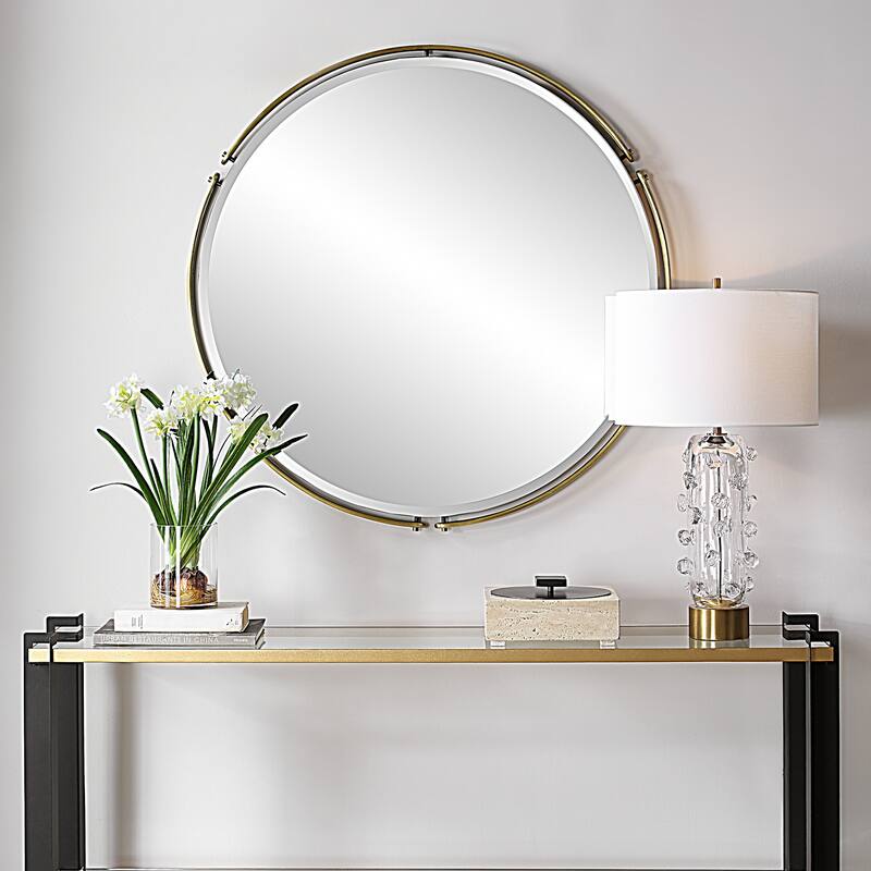 Uttermost 08216 Wesley 38-1/4" Diameter Circular Beveled Accent Mirror