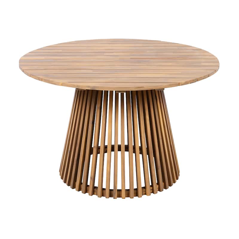 Outdoor Acacia Wood Patio Dining Table, 47.25-inch extra-large round dining table,for Backyard, Lawn, Balcony