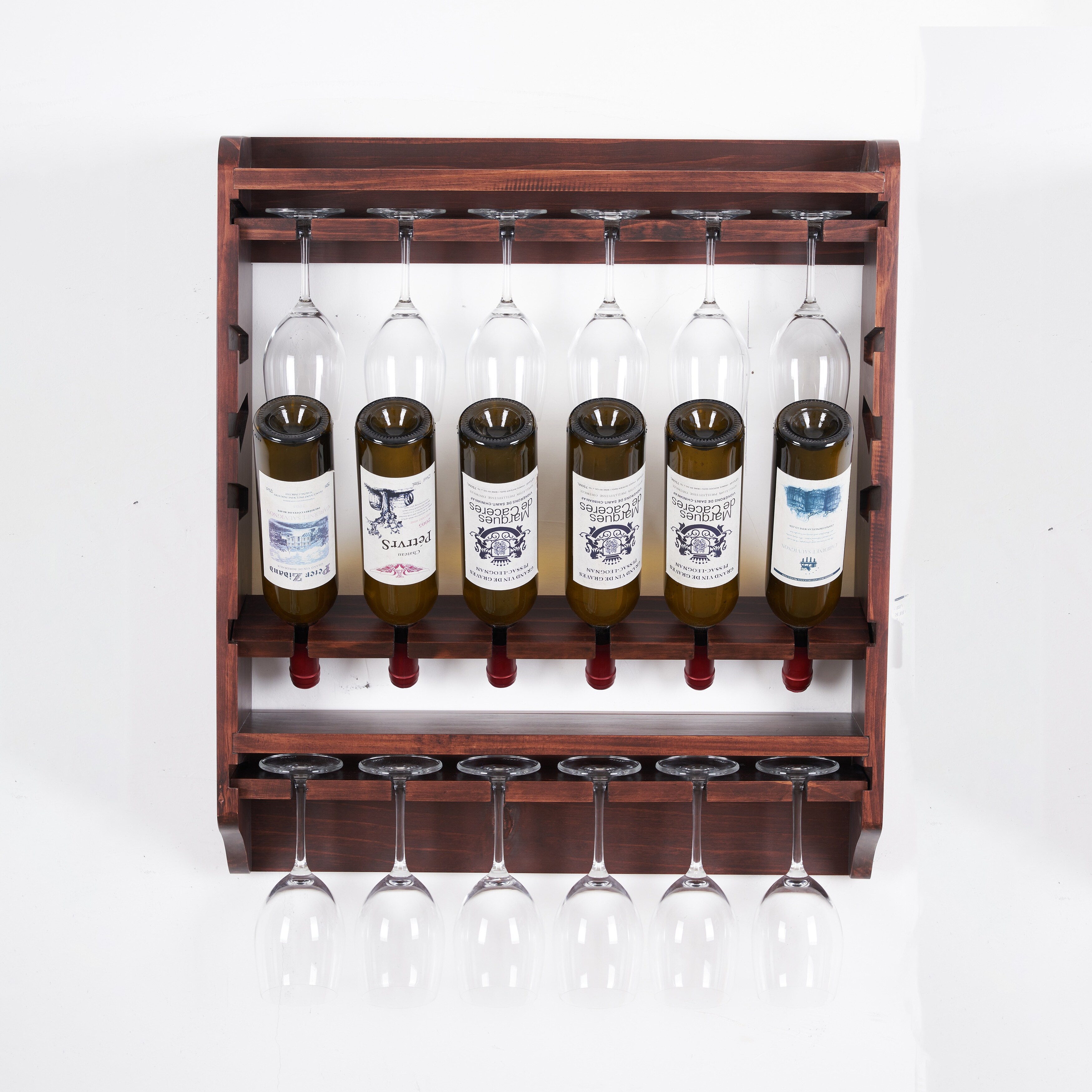 18 Bottle Wall Wine Rack,Wine Tack with Glass Holder