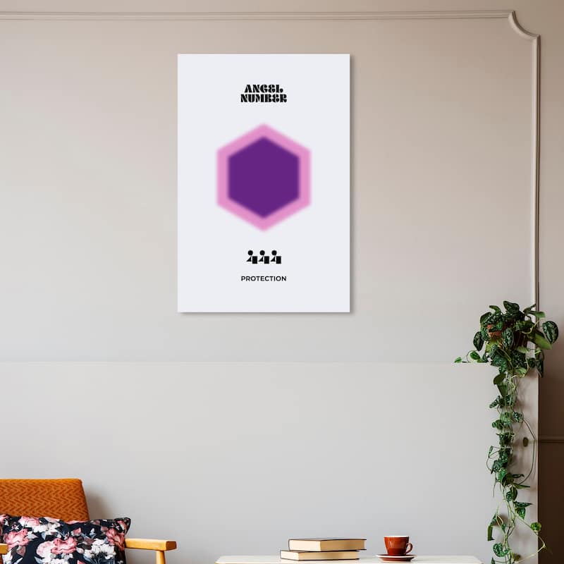Wynwood Studio Spiritual and Religious Angel Number Protection Dark Purple Modern & Contemporary Wall Art Canvas Print - 30 x 20