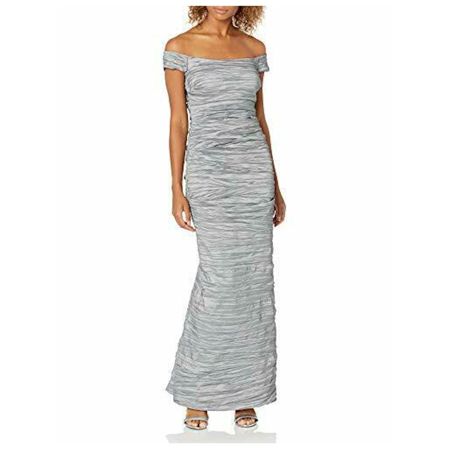 alex evenings silver dress