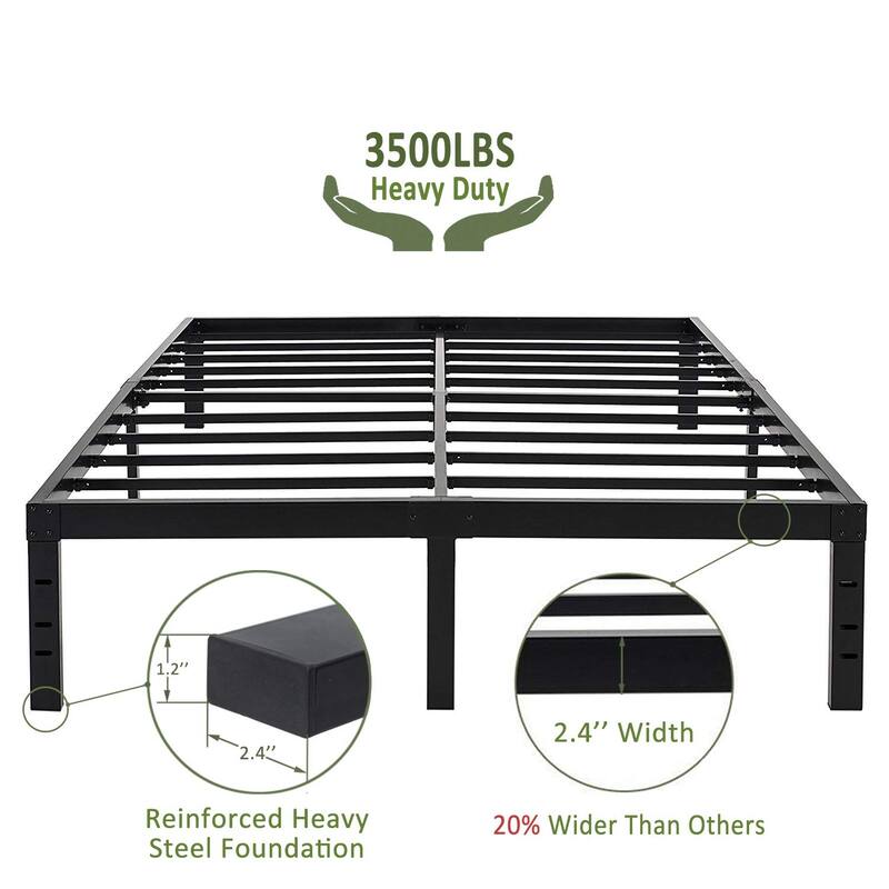 18 Inch Maximum Storage Bed Frame/Reinforced Platform /3500lbs Heavy Duty/Easy Assembly/Mattress Foundation/Steel Slat, Queen