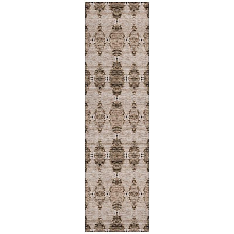 Machine Washable Indoor/ Outdoor Chantille Modern Boho Damask Rug