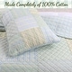 preview thumbnail 2 of 4, Cozy Line Square Patchwork Plaid Stripes Blue Green Cotton 3-Piece Reversible Quilt Bedding Set