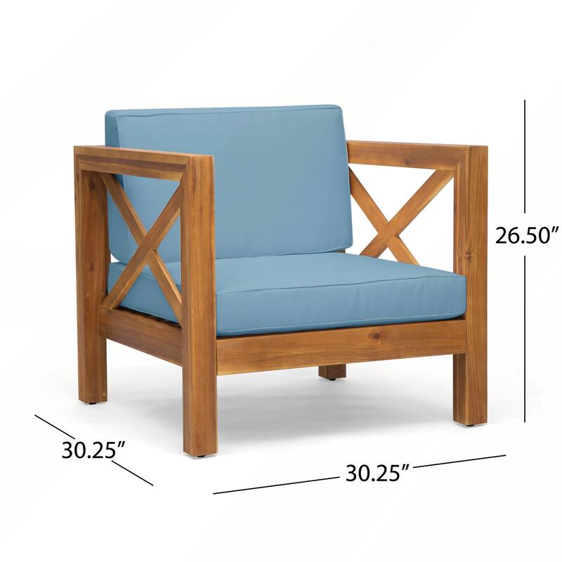 Mid Century Modern Acacia Wood Patio Club Chair