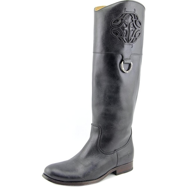 Frye Melissa Logo Women Round Toe Leather Black Knee High Boot