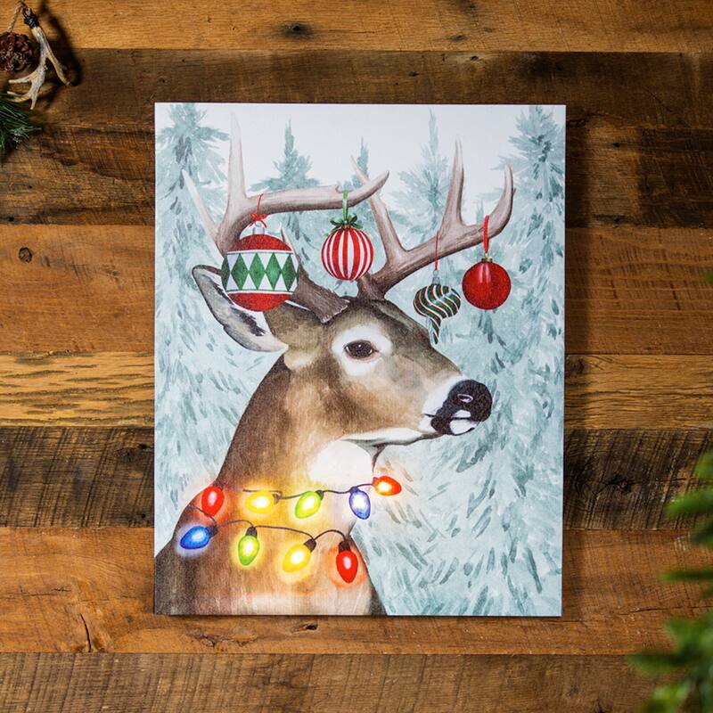 20" H x 16" L LED Indoor Canvas, Festive Forest