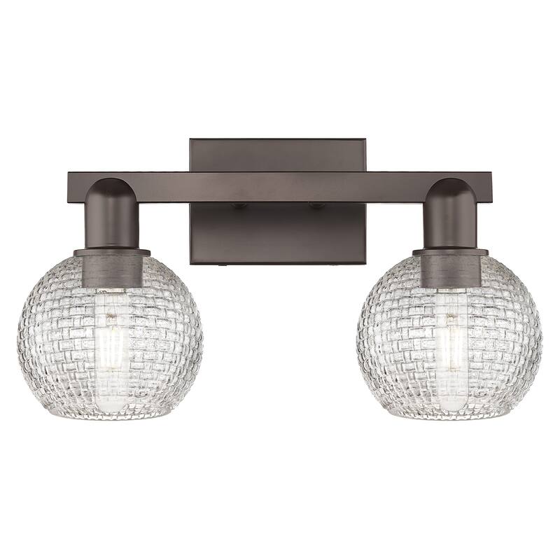 Innovations Lighting Endless Possibilities Arcadia - Athens - 2 Light 17" Basketweave Bath Vanity Light - Oil Rubbed Bronze