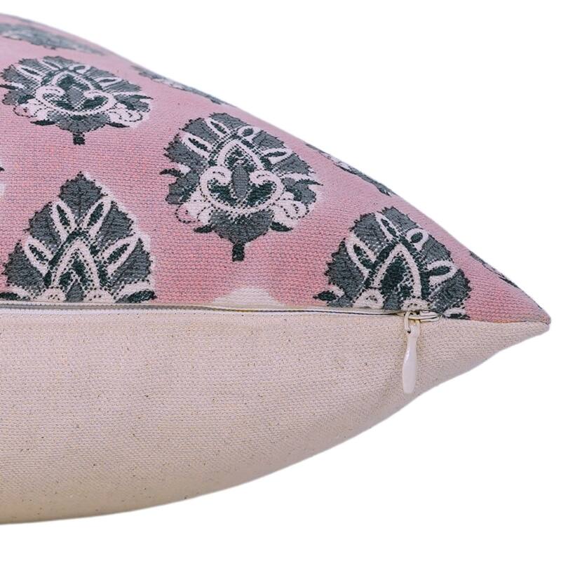 Cotton Farmhouse Block print pillow Cover Betal Leaf