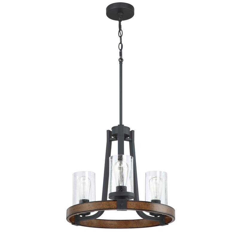 3 Light Shaded Wagon Wheel Chandelier - 18.95"x29"