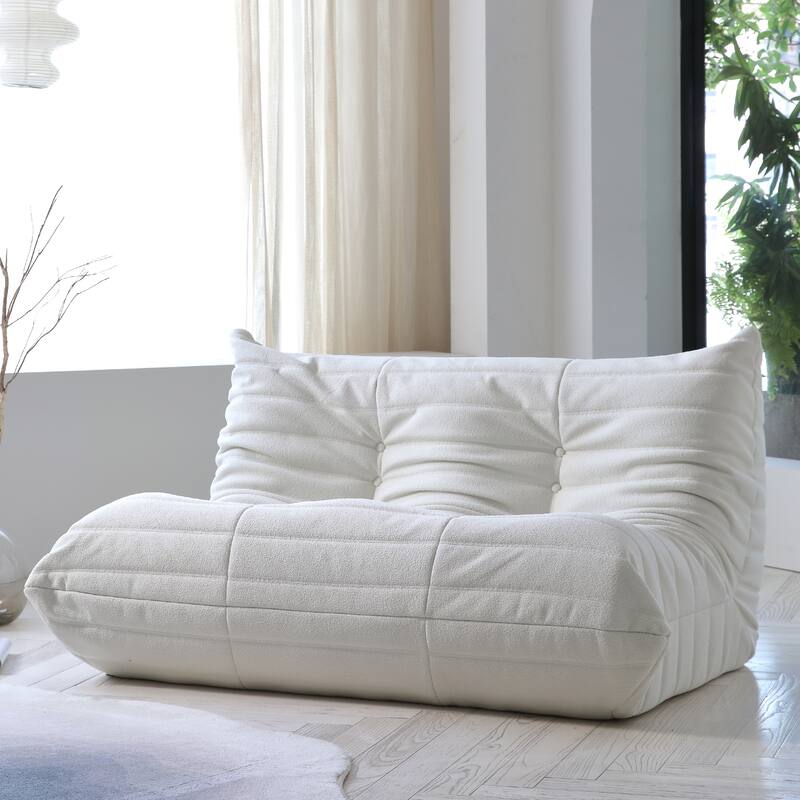 Memory Foam Floor Chair, Comfortable Back Support Lazy Sofa, Comfy for Reading Game Meditating,Teddy Fabric - 2-seats