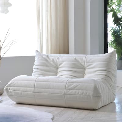 Teddy Fabric 2-Seat Floor Sofa,Lazy Sofa for Bedroom Living Room