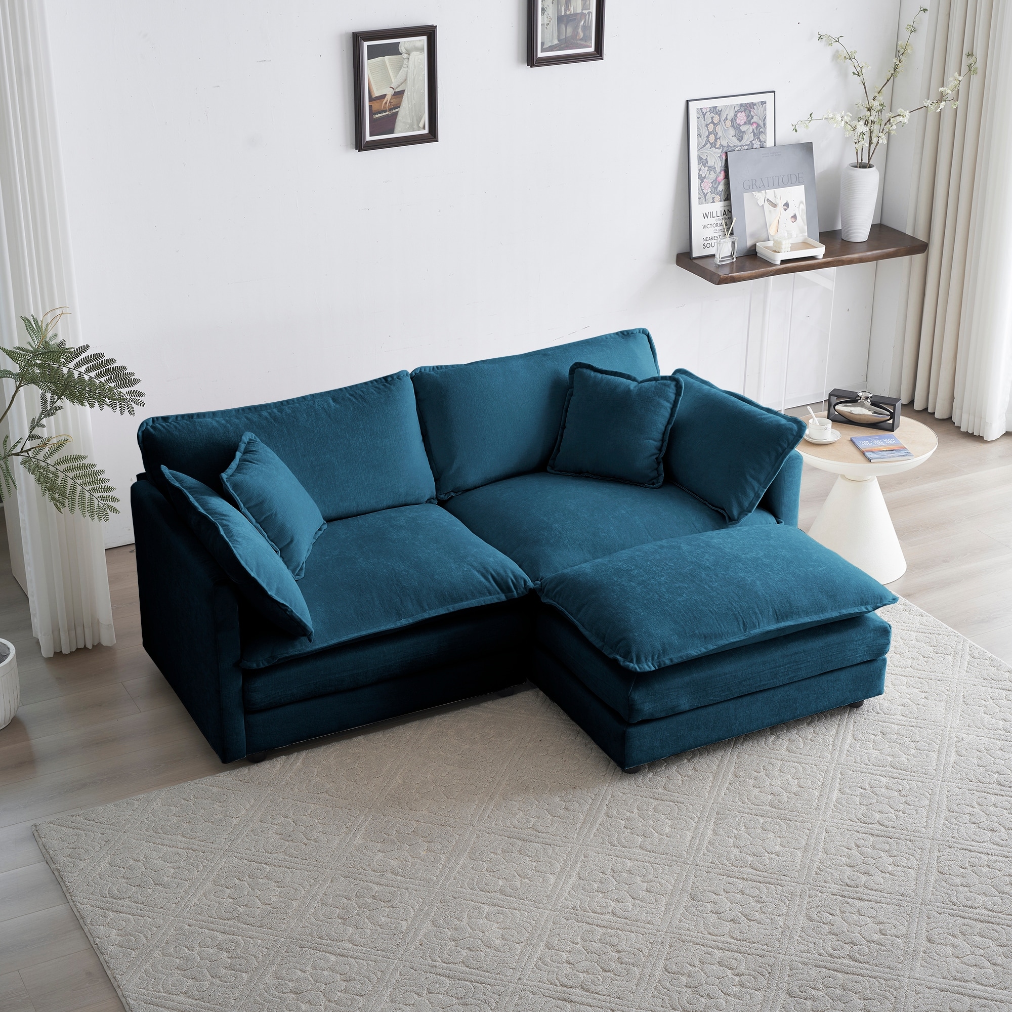 Living spaces shop blue sectional