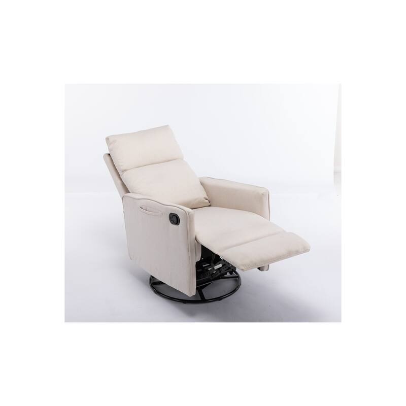 Cotton Linen Fabric Swivel Rocking Chair
