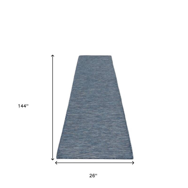 HomeRoots 12' Navy Blue Power Loom Runner Rug - 12' Runner