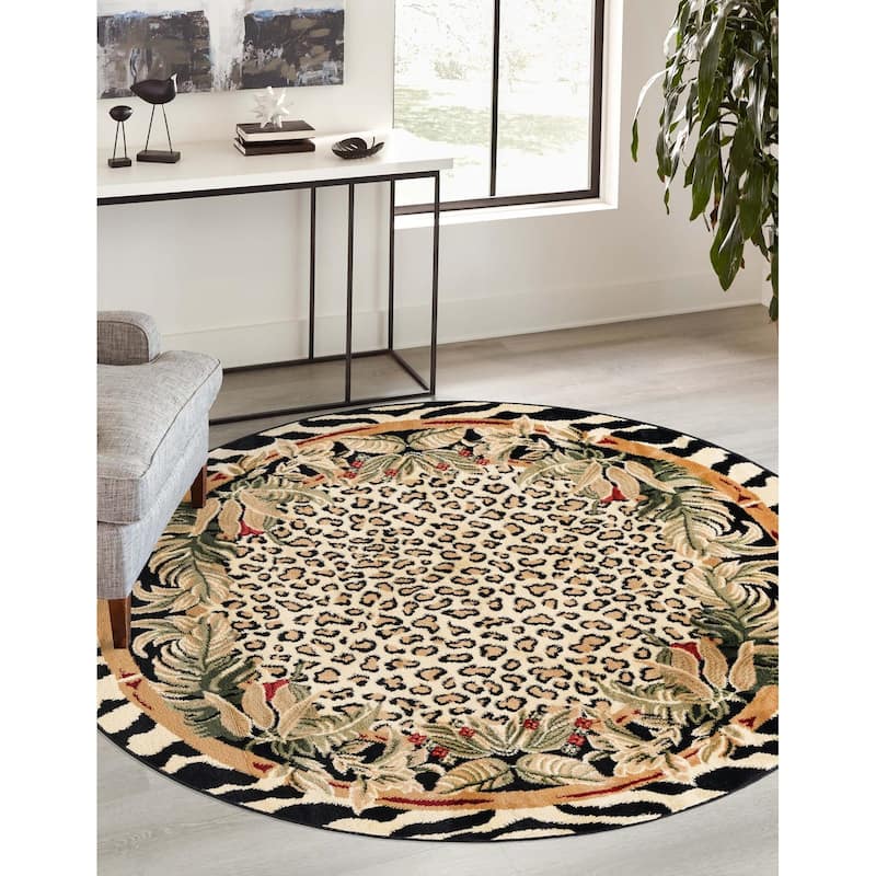 Animal Inspirations Azad Collection Area Rug - 6'1" Round - Cream