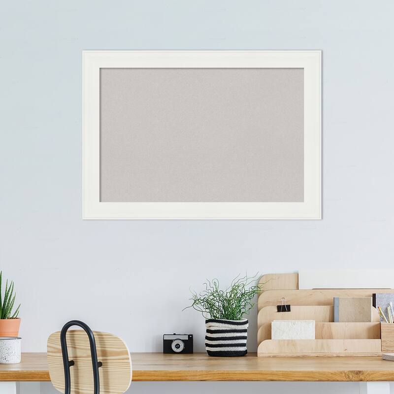 Vanity White Narrow Framed Grey Corkboard Bulletin Board