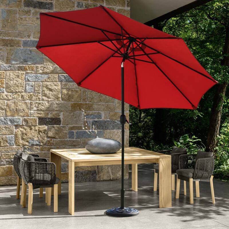 9 ft Round Patio Umbrella Outdoor Market Table Umbrella with Tilt and Crank lift for Garden, Lawn, Deck, Backyard & Pool