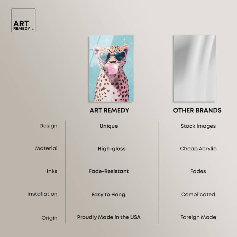 Pastel Cheetah Bubblegum Acrylic by Art Remedy, Ready to Hang