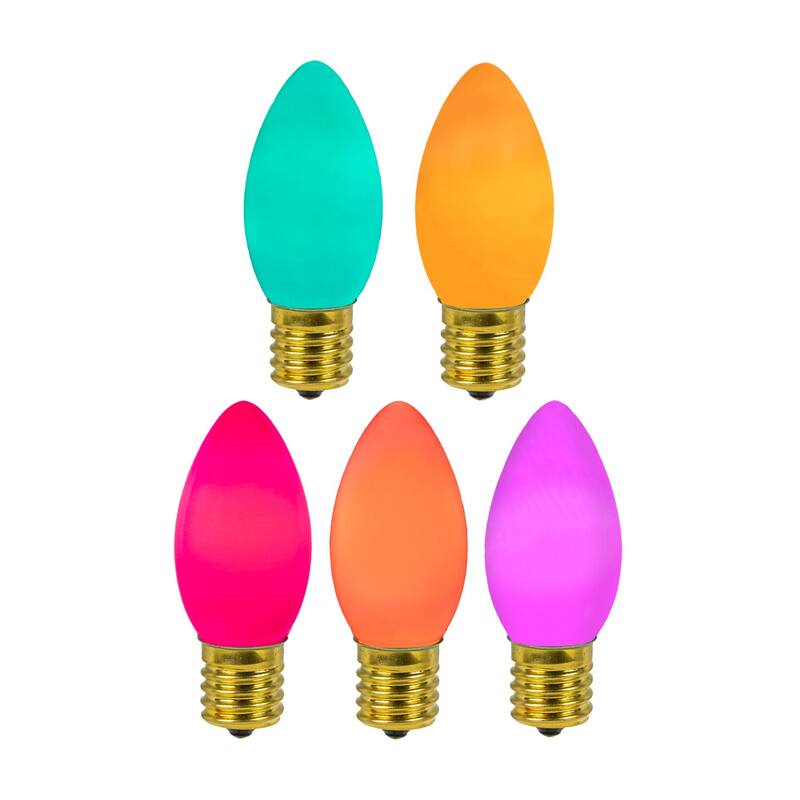 25 Pack C9 LED RetroGlo Outdoor Christmas Replacement Bulbs, C9/E17 Base