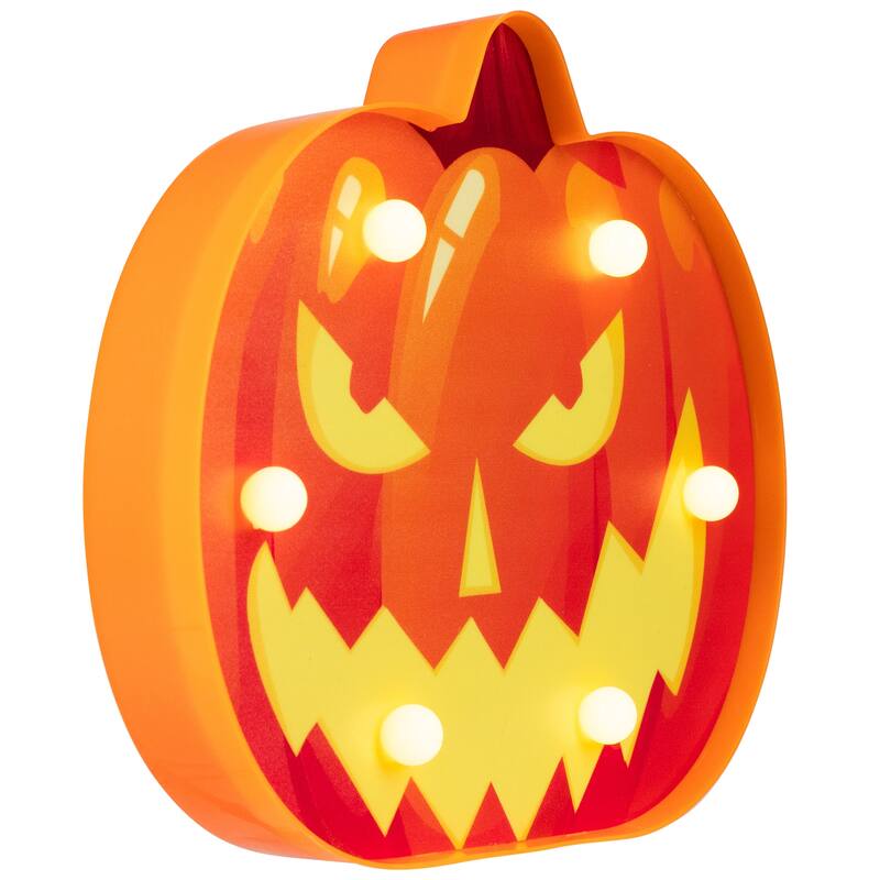LED Lighted Jack-O-Lantern Halloween Marquee Sign - 7.5" - White Lights