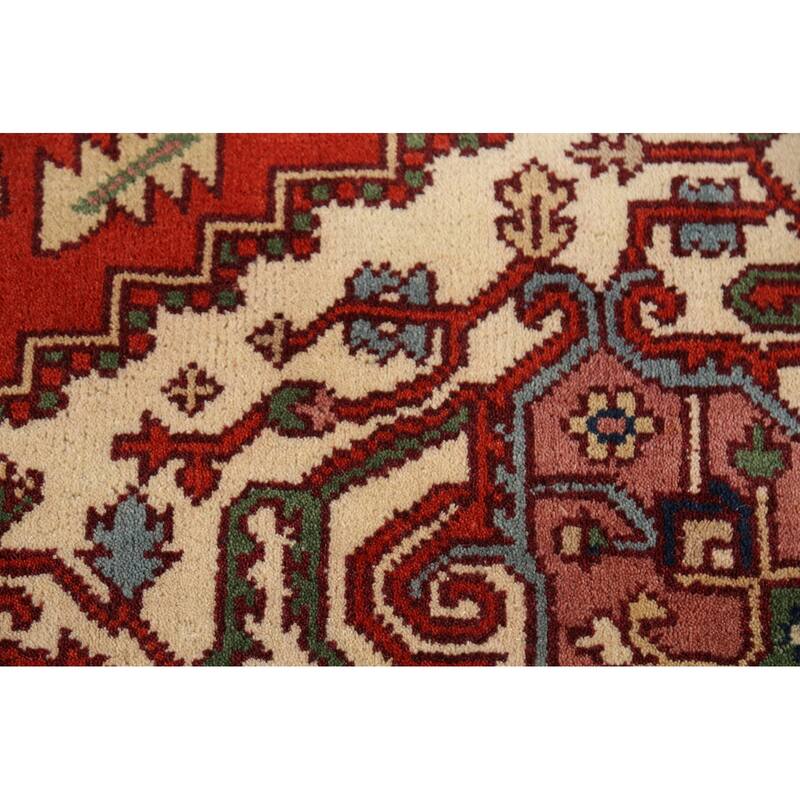 Geometric Heriz Serapi Oriental Area Rug Hand-Knotted Wool Carpet - 7'10"x 9'10"