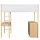 preview thumbnail 15 of 25, Full Size Loft Bed Wood Bed With Shelf,Drawers,Convertible Desk,Soft Padding and Plush Fabric