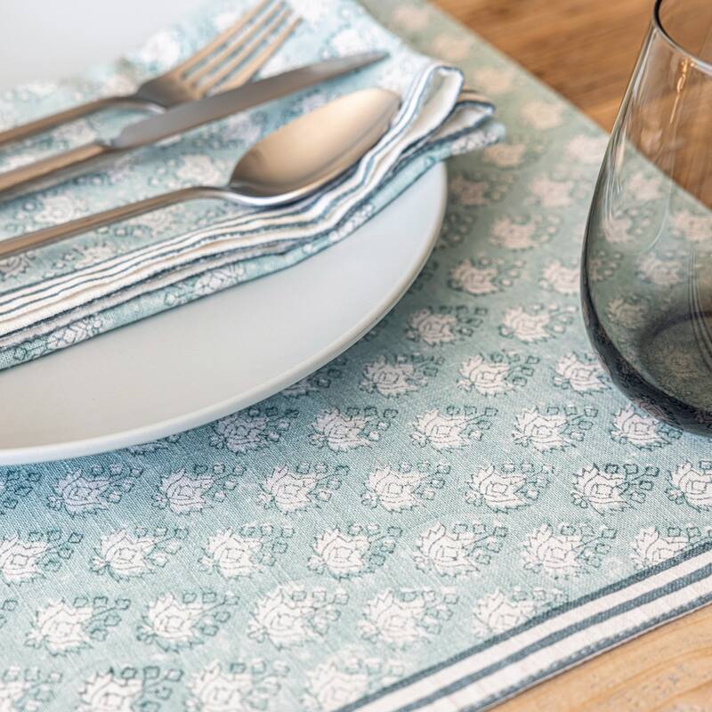 over&back Hand-Blocked 100% Cotton Placemats - Machine Washable - Set of 4