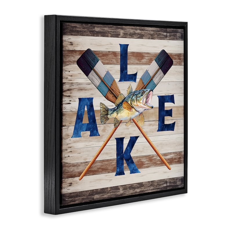 Stupell Rustic Lake Boat Oars Framed Floater Canvas Wall Art Design By Nicole DeCamp
