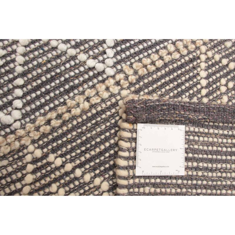 ECARPETGALLERY Braid weave Sienna Grey Wool Rug - 5'0 x 7'11