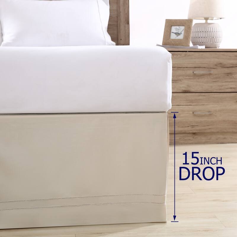 Tommy Bahama Solid Pleated Cotton Beige Tailored Bedskirt