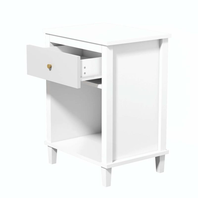 26.77''H Wooden Nightstand with Drawer and Shelf for Bedroom