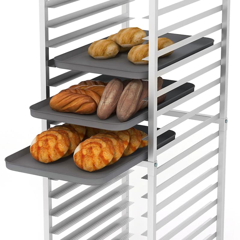 Gymax 20-tier Bun Pan Speed Rack w/ Lockable Rubber Wheels 3'' Spacing