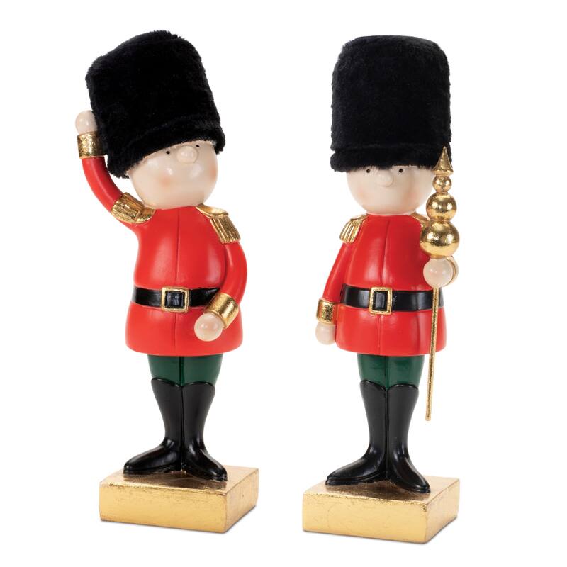 Set of 2 Black and Gold Nutcracker Figurines Holiday Christmas Tabletop Decoration for Mantel - 3”L x 2.5”W x 9.25”H