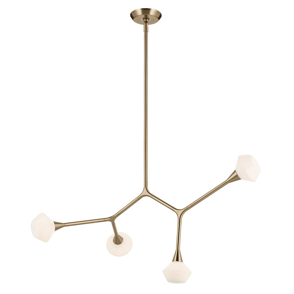 Cassius 39.5 Inch 4 Light Convertible Chandelier with Opal Glass in Champagne Bronze