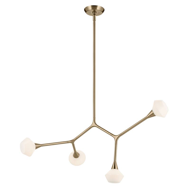 Cassius 39.5 Inch 4 Light Convertible Chandelier with Opal Glass in Champagne Bronze