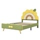 preview thumbnail 12 of 13, Upholstered Platform Bed With Sunflower Shaped Headboard