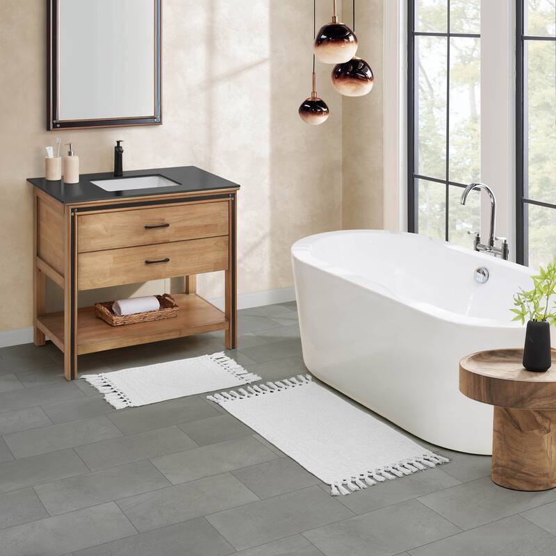 French Connection Nellore Fringe Cotton Bath Rug