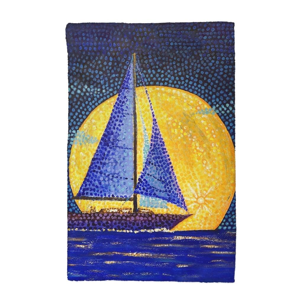Moonrise Sailboat Kitchen Towel - 16x25