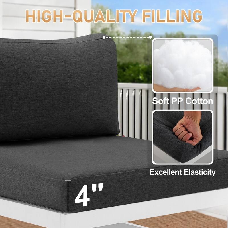 FINCATI Outdoor Furniture Aluminum Patio Set White Aluminum Outdoor Sofa with Thick Cushions and 29 Inch Deep Seat