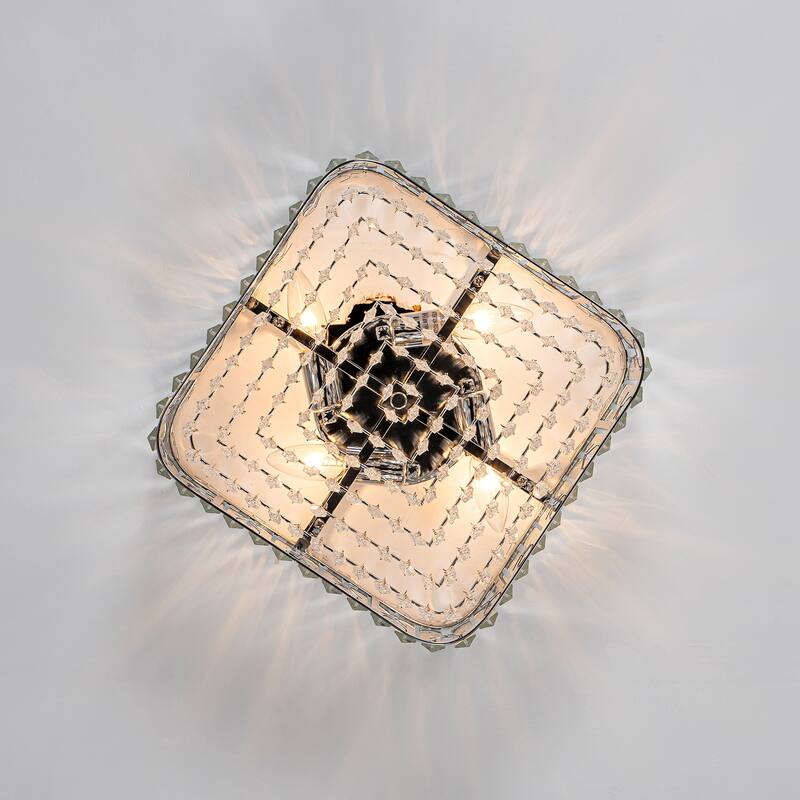 Modern Glam 4-Light Crystal Flush Mount Ceiling Light