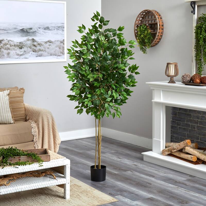Artificial City Tree 64 Inch - Indoor Outdoor UV Resistant - Full Lush Green Leaves - Elegant Home Decor - 31-40 Inches