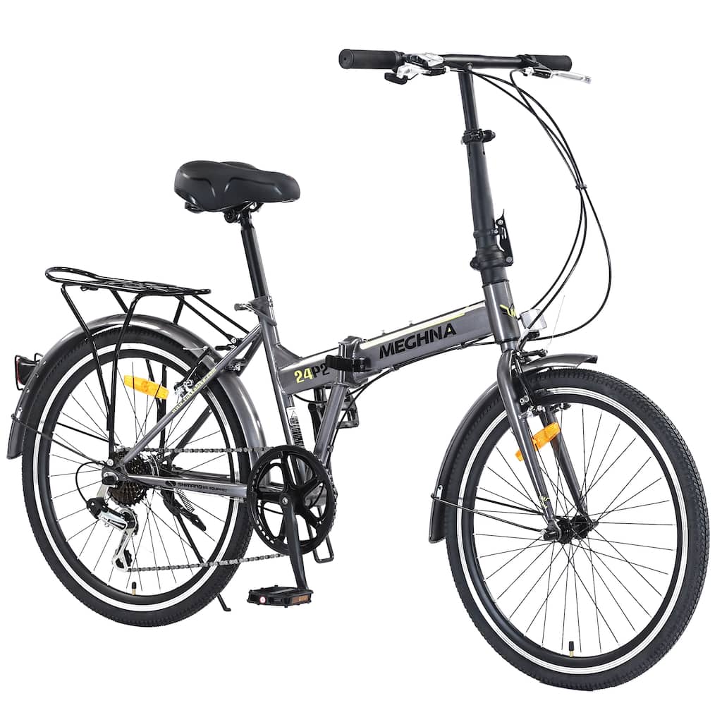 Folding City Bike - Steel Frame, Multiple Speeds - 24