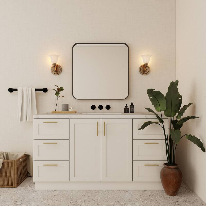Organnice Rectangular Aluminum Frame Vanity Bathroom Mirror with Clear Glass