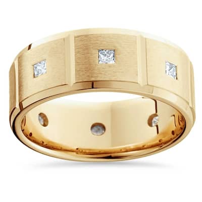 Mens 3/4ct Princess Cut Diamond Wedding Ring Band Lab Grown