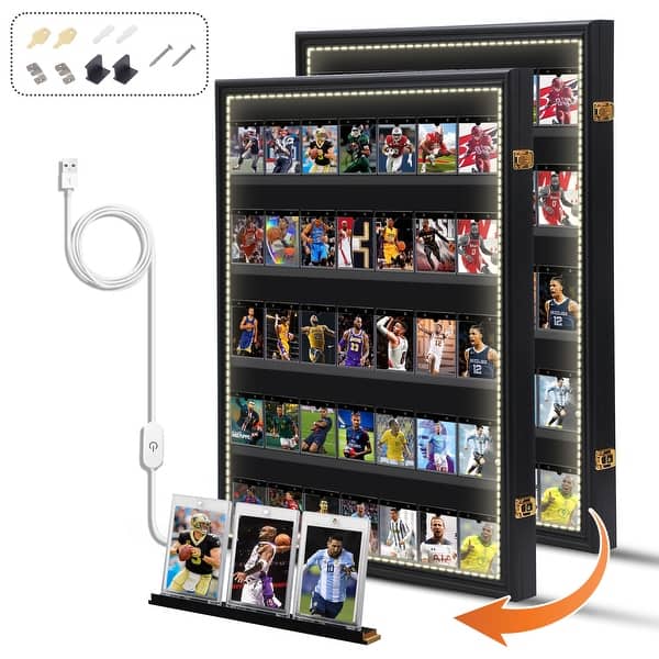 Graded Cards Display Case with LED Light, Baseball Card Display Case, Trading Card Display Case Football Cards - Bed Bath & Beyond - 42443590 Graded Cards Display Case with LED Light, Baseball Card Display Case, Trading Card Display Case Football Cards - Bed Bath & Beyond - 42443590
