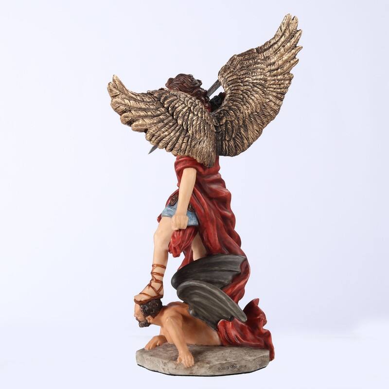 6.3 inches Height Polyresin Archangel Saint Michael Vanquishing Demon Multicolor Finish Figurine