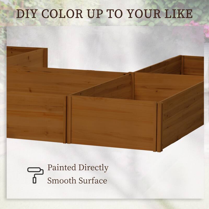 Outsunny 7.5x7.5ft DIY Raised Garden Bed, Set of 5 Large Wooden Box Planters for Outdoor Plants