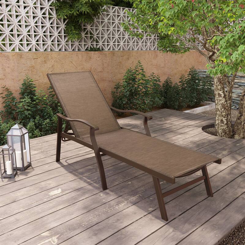 Pellebant Outdoor Patio Aluminum Adjustable Chaise Lounge Chair