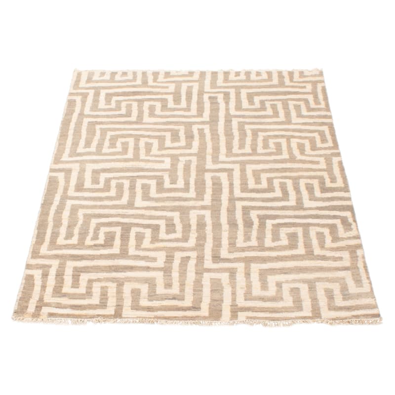 ECARPETGALLERY Hand-knotted Mystique Beige Wool Rug - 4'2 x 5'11